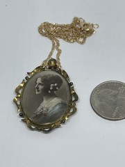 Edwardian Upcycled Double Sided Beautiful Ladies Momento Mori RG Photo Locket