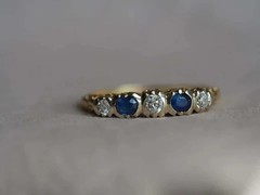 2Ct Lab-Created Sapphire Antique Vintage Art Deco Wedding Ring 14kYellow Gold FN