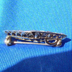 NATURAL EARTH MINED DIAMOND ORIGINAL ART Deco Brooch PLATINUM Filigree Pendant
