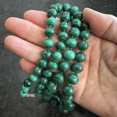 Vintage Genuine Natural Malachite Graduated Bead 20” Necklace 93g