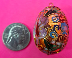 Vintage Chinese Enamel Cloisonne Egg Pendant or Ornament Colorful Egg & Stand