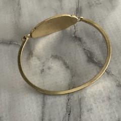 Victorian revival cursive antique gold Love panel tension bangle bracelet