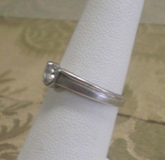 Cubic Zirconia CZ Solitaire in U Shape Sterling Silver Ring Size 6.25