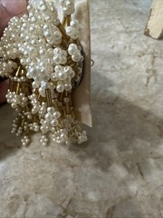 FAB Vintage 1980s Dynasty Hand Bead Clip Earrings Nos 3.5 Inches