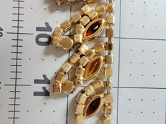 Juliana DeLizza Elster Topaz Amber Rhinestone Bib Necklace Statement Choker Rare