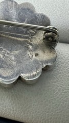 Vintage Zuni Native 925 Silver Sunface Brooch Inlay Design Natural Stones