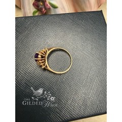 Timeless Vintage 10K Gold Natural Amethyst & Diamond Ring | Size 7