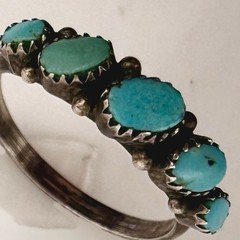 Vintage Tested Sterling Silver Turquoise 5 Stone Ring Size 5.75 Southwestern