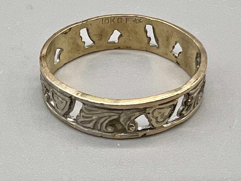 VTG 10K Gold Filled Heart Design Ring Silver & Gold Tone Size 8.75