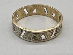 VTG 10K Gold Filled Heart Design Ring Silver & Gold Tone Size 8.75