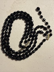 1950s Triple Strand Black Jet Cut Glass Bread Necklace 14-16” – Morning Jewelry
