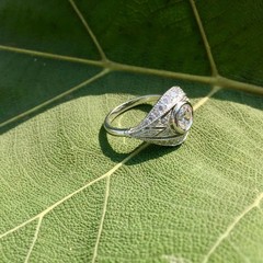 Art Deco Vintage Style Round Cut Lab Created Diamond Engagement 925 Silver Ring