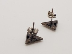 Vintage Silver Tone Post/ Stud Style Earrings 12mm Textured Triangle Geometrical