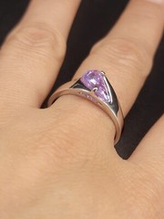 18K Gold Filled Purple Gemstone Ring Modern Statement Silver Tone Band