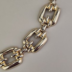 Vintage Chain Bracelet 21mm Glossy Gold Tone 7.25″