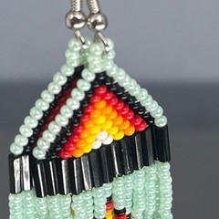 Tribal Earrings Seed Bead Handmade Multicolor Native American Boho Dangle 3” USA