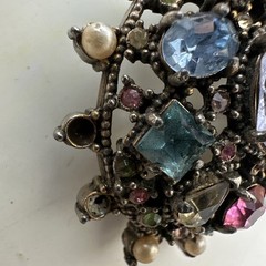 Vintage Rhinestone Brooch Made & Signed By Hollycraft Multicolor Stones Colorful