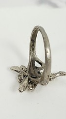 Vintage Silver Tone Pixie Fairy Statement Ring Winged Angel Costume Jewelry