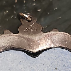 Vintage 925 Silver Heart Charm Angel Cherub, Double sided