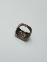 USSR Signet Ring with Black Overlay and Enamel 21mm Brass Chrome Good condit