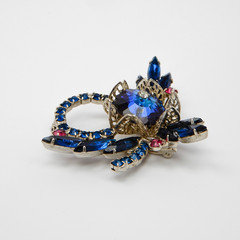 Juliana Delizza Elster Brooch Rivoli Margarita Blue Crystal Rhinestone Brooch