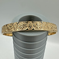 Vintage Victorian Large Bangle Bracelet Gold Filled? Floral Etched 22g 8.5” 7mm