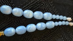 Vintage Blue Marbled Lucite Bead Necklace Graduated Statement Gold Tone Spacers