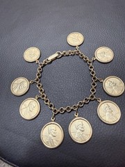 Vintage Lincoln Wheat Penny Charm Bracelet – 1958 Goldtone Curb Chain