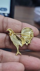 0.80 Ct Round Cut Real Moissanite Women’s Moon Brooch Pin 14K Yellow Gold Plated