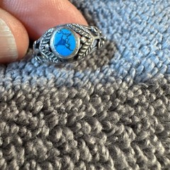 Sterling Silver 925 Oval Turquoise Stone Ring Size 7 3/4 Vintage