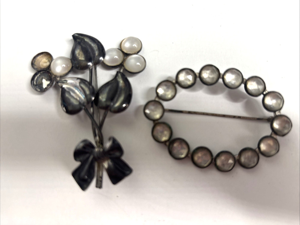 Vtg Ling Sterling Silver 925 Moonstone Brooch | 2″ x 2.5″ | 12 grams