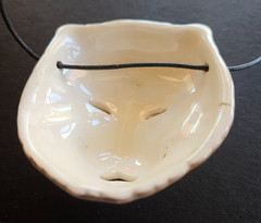 Vintage Ceramic Lion’s Head pendant necklace on 18″ black cord