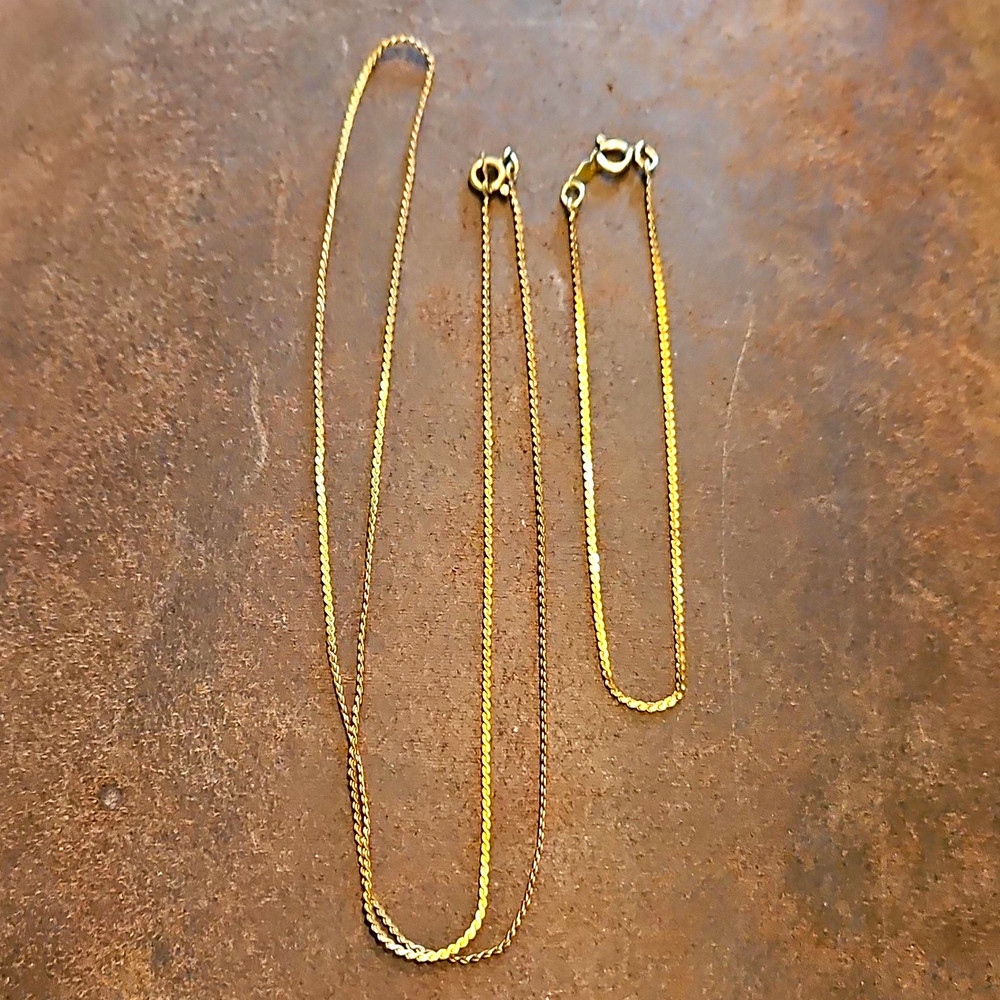 Vintage 1/20 14K Gold Filled Serpentine Chain Necklace Bracelet Set + Bonus