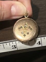 Victorian 7.3g W&H Nouveau Gold Filled Paste Stone Fleur De Lis Locket Pendant