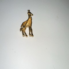 Vintage Gold Tone Giraffe Brooch Pin_Black Enamel_Pavé Rhinestone