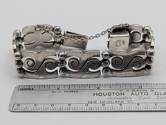 HEAVY Vintage Taxco Mexican Sterling Silver Link Ball Bracelet 74 Grams Sz 7¼