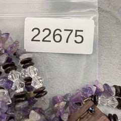 Polished Stone Bracelet Mulit-Strand Amethyst Clear Quartz Boho 7”