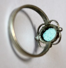 Vintage Unique Russian Enamel Painted Finift Jewelry Filigree Floral Ring #29