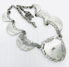 Large Siam Niello Sterling Silver Bib Necklace 43gm Signed Vintage Jewelry