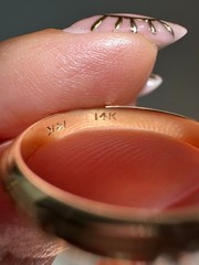 Art Deco 14K Yellow Gold Engraved Milgrain Wedding Band | Vintage Stacker Ring |