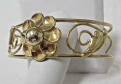 Vintage Barclay 1/20 12k Gold Filled Flower Cuff Bracelet 6 1/2″