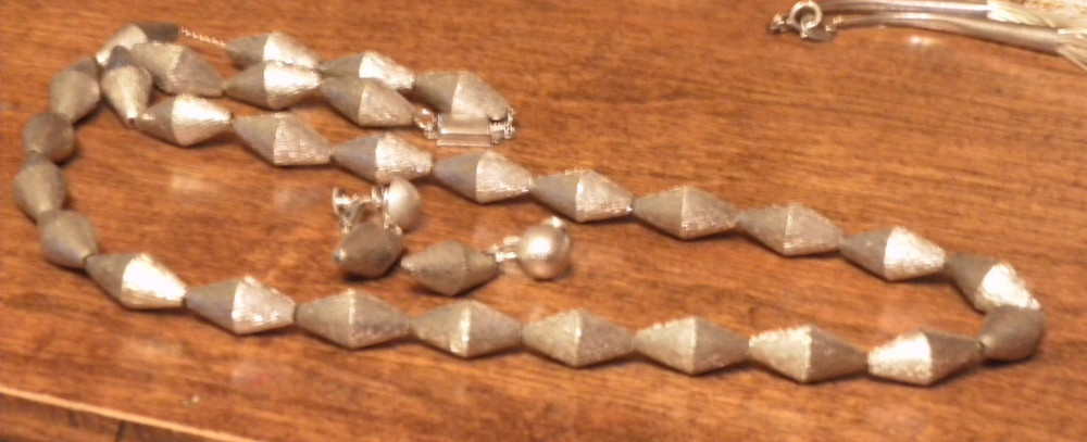 Vintage Signed Sterling Les Bernard Necklace 49.1 gr Matching Earrings 8.5 gr