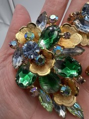 VTG D&E Juliana Brooch and Earrings Set BEAUTIFUL Retro Jewelry MCM bling