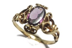 ANTIQUE ENGLISH 15K GOLD ALMANDINE GARNET COCKTAIL RING C1860 NO RESERVE
