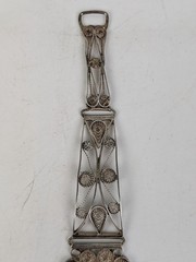 Vintage 800 Silver Filigree Shiva Eye Shell Bracelet