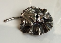 Vintage Soviet gilded brooch pin White
