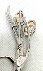 Jay Strongwater Floral Brooch Pearl And Rhinestone Crystal Stem Silver Tone Pin