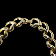 STATEMENT Chunky Chain Link Necklace Collar Length Gold Tone Retro Heart Leaf