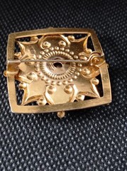 Vintage USSR Brooch | Art Deco Style | Gold Tone Brass with White Glass Stone