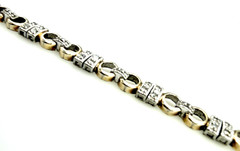 Vintage Signed FAS 925 Two Tone Sterling Silver Vermeil CZ Tennis Bracelet